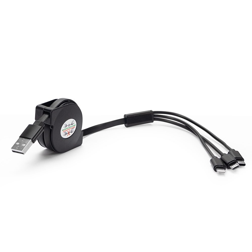 Cabo USB Retrátil 3 em 1