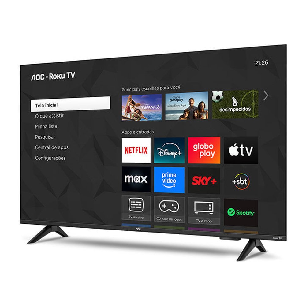 Smart TV 43 polegadas Full HD, sistema Roku TV